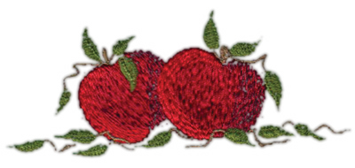 Embroidery Design: Two Apples<br>4.11" x 1.68"