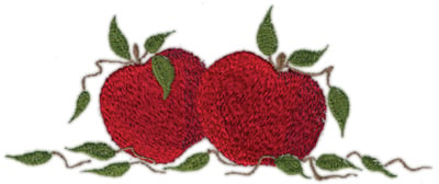 Embroidery Design: Two Apples 2<br>7.18" x 2.95"