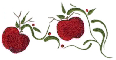 Embroidery Design: Two Apples Decorative<br>6.75" x 3.41"