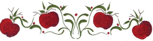 Embroidery Design: Apple Vine Border (large)<br>11.65" x 2.96"