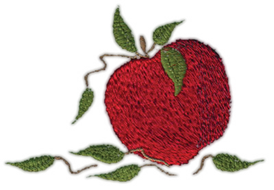 Embroidery Design: Apple 9<br>3.99" x 2.74" | Embroidery Legacy Embroidery Design: Apple 9<br>3.99" x 2.74"
