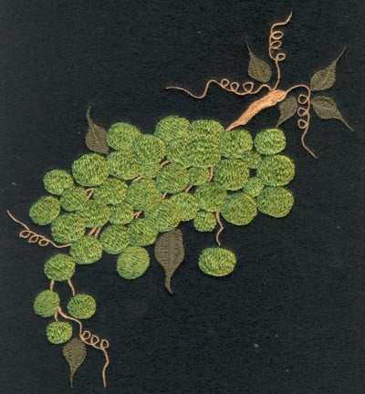 Embroidery Design: Fruit of the Spirit Green Grapes<br>6.39" x 7.33"