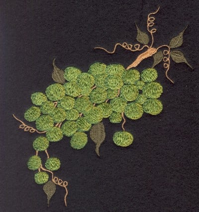 Embroidery Design: Fruit of the Spirit Green Grapes (small)<br>4.79" x 5.51"