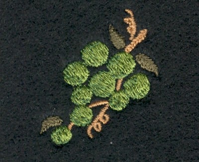 Embroidery Design: Fruit of the Spirit Green Grapes 2<br>1.21" x 1.50"