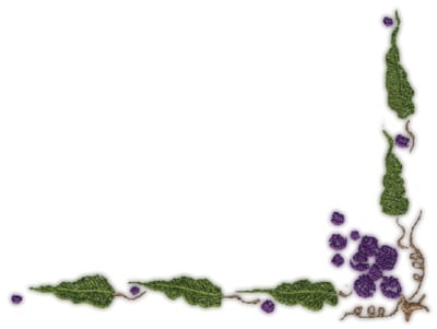 Embroidery Design: Grapes Corner (large)<br>6.14" x 4.62"