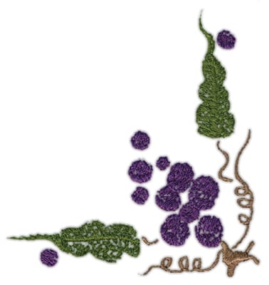 Embroidery Design: Grape Corner 2<br>4.02" x 4.25"