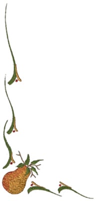 Embroidery Design: Pear Corner Border<br>9.26" x 4.60"