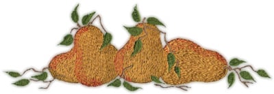 Embroidery Design: Three Pears (large)<br>8.66" x 2.96"