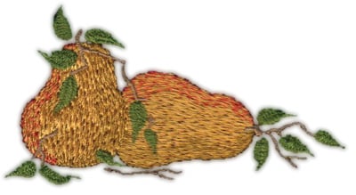 Embroidery Design: Two Pears 2<br>3.85" x 2.07"