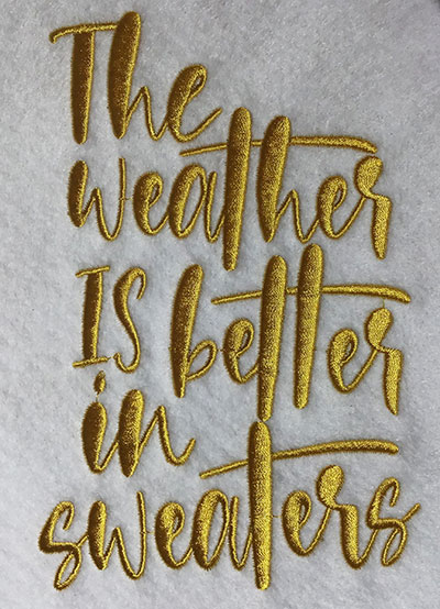 Embroidery Design: Better Weather Lg<br> 5.04w X 7.50h