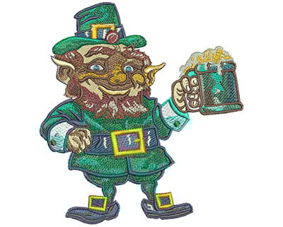 Embroidery Design: Leprechaun Cheers Lg<br> 5.06w X 5.52h