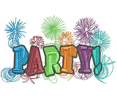 Embroidery Design: Party Type Lg<br> 4.51w X 2.55h