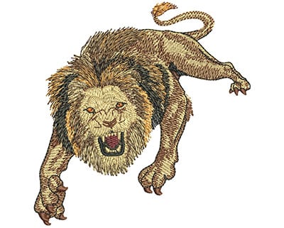 Embroidery Design: Lion Pounces Lg<br> 3.88w X 4.01h