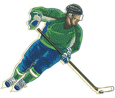Embroidery Design: Funky Hockey Lg<br> 4.87w X 3.84h