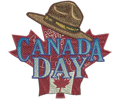 Embroidery Design: Canada Day With Hat Lg<br> 5.25w X 5.07h
