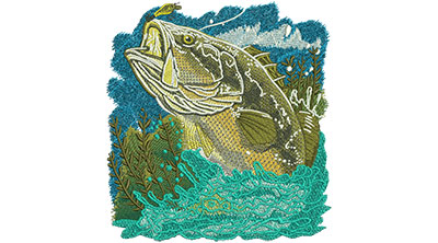 Embroidery Design: Bass Swim Lg<br> 7.39w X 8.00h