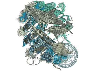 Embroidery Design: Sea Life Animals Lg<br> 5.30w X 6.00h