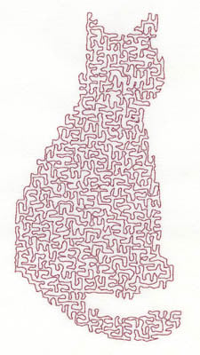 Embroidery Design: Stipple Cat High<br> 2.94w X 5.74h