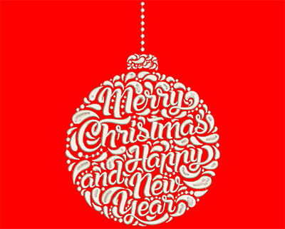 Embroidery Design: Merry Christmas and Happy New Year Lg<br> 7.15w X 10.36h