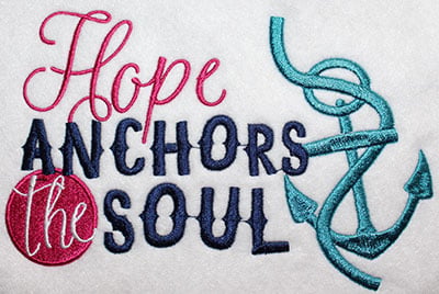 Embroidery Design: Hope Anchors The Soul Lg<br> 8.16w X 5.24h