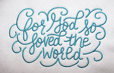 Embroidery Design: For God Loved Lg<br> 8.15w X 5.12h