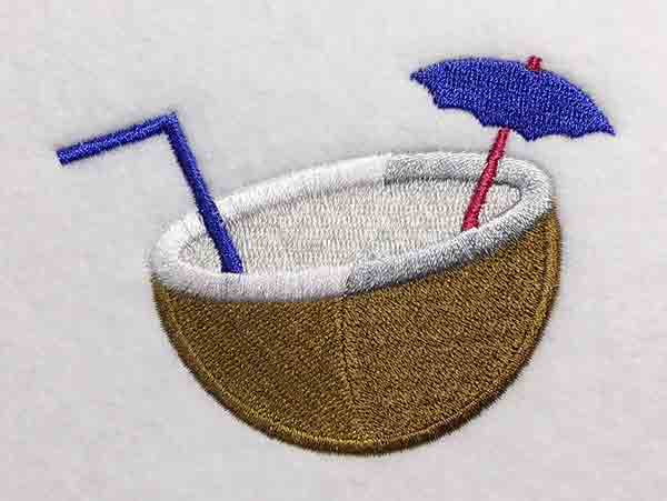 Embroidery Design: Coconut Drink Lg<br> 3.98w X 2.92h | Embroidery Legacy Embroidery Design: Coconut Drink Lg<br> 3.98w X 2.92h
