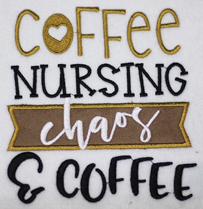 Embroidery Design: Coffee Nursing Chaos Applique Lg<br> 5.42w X 5.93h