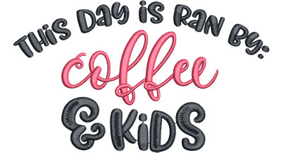 Embroidery Design: Coffee Kids Lg<br> 6.51w X 3.86h