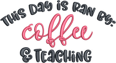 Embroidery Design: Coffee & Teaching Lg<br> 6.51w X 3.51h