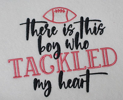 Embroidery Design: Boy Tackled My Heart Lg<br> 6.36w X 5.35h