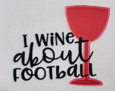 Embroidery Design: I Wine About Football Lg Applique<br> 6.38w X 5.41h