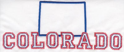 Embroidery Design: Colorado Outline and Name<br>3.22" x 7.96"
