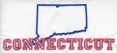 Embroidery Design: Connecticut Outline and Name<br>3.37" x 8.02"
