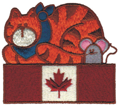Embroidery Design: Canadian Cat & Mouse<br>3.39" x 2.89"