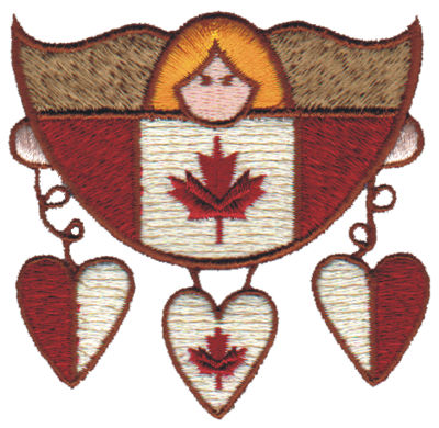 Embroidery Design: Canadian Angel w/Three Hearts<br>3.05" x 2.93"