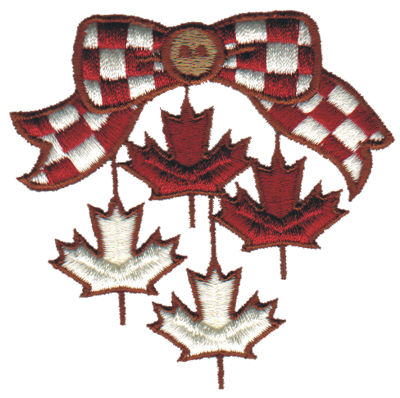 Embroidery Design: Canadian Bow w/Hanging Leaves<br>3.16" x 3.12"