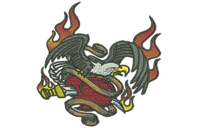 Embroidery Design: Eagle Tattoo Lg<br> 4.50w X 4.53h | Embroidery Legacy Embroidery Design: Eagle Tattoo Lg<br> 4.50w X 4.53h