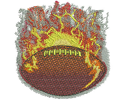 Embroidery Design: Flaming Football Lg<br> 3.49w X 3.59h