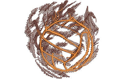 Embroidery Design: Volleyball Smoke Glow Lg<br> 3.78w X 4.01h