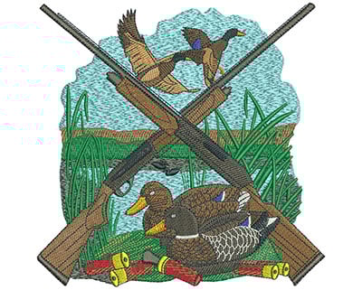 Embroidery Design: Duck Hunting Layout Lg<br> 5.97w X 5.91h | Embroidery Legacy Embroidery Design: Duck Hunting Layout Lg<br> 5.97w X 5.91h