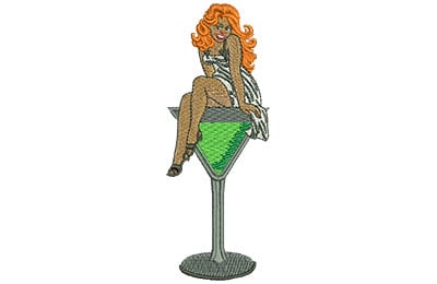 Embroidery Design: Pin Up Martini Lg<br> 1.66w X 4.48h