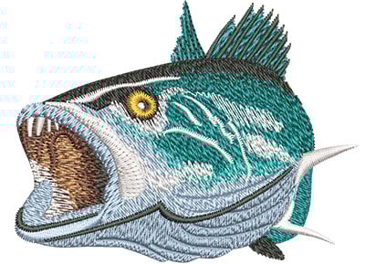 Embroidery Design: Speckled Trout Open Mouth Lg<br> 4.00w X 3.04h