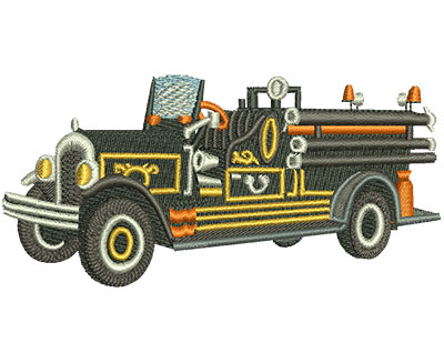 Embroidery Design: Vintage Fire Truck Black Lg<br> 4.50w X 2.17h