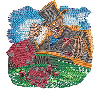 Embroidery Design: Roll Them Bones Skeleton Lg<br> 5.90w X 6.01h