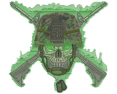 Embroidery Design: Skull Army Helmet Lg<br> 8.07w X 7.45h