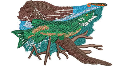 Embroidery Design: Musky Explosion Lg<br> 6.27w X 4.08h