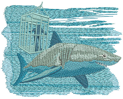 Embroidery Design: Shark Cage Lg<br> 5.94w X 4.64h