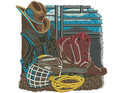 Embroidery Design: Rodeo Equipment Lg<br> 5.48w X 5.55h