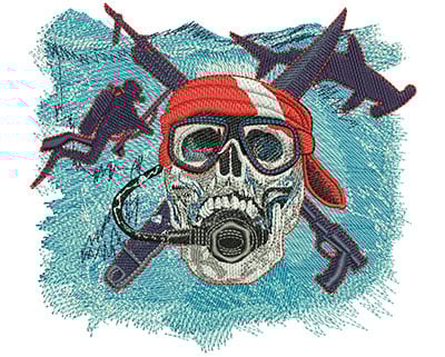 Embroidery Design: Scuba Skull Lg<br> 5.50w X 4.98h