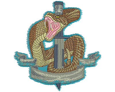 Embroidery Design: Dagger and Snake Lg<br>5.37w X 5.53h | Embroidery Legacy Embroidery Design: Dagger and Snake Lg<br>5.37w X 5.53h